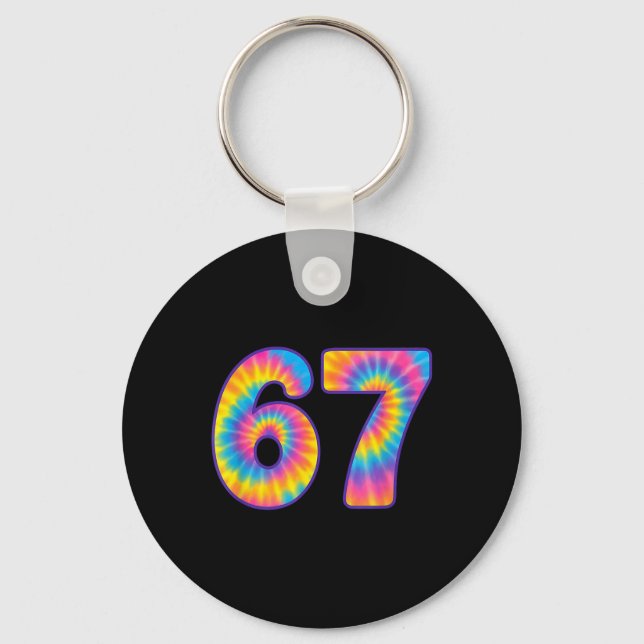 Llavero 67 Meme Tie Dye Retro Seis Siete  (Anverso)