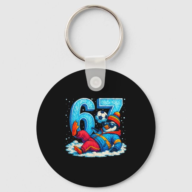 Llavero 67 Penguin Soccer Funny Winter Meme Gift  (Anverso)