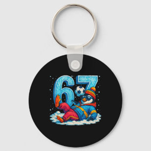 Llavero 67 Regalo de meme divertido de fútbol de pingüino