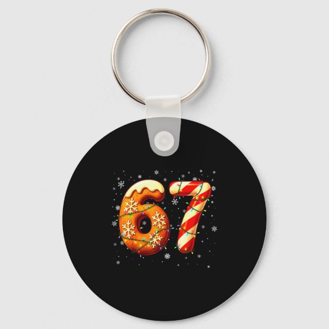 Llavero 67 Six Seven 6-7 Gingerbread Candy Cane Christmas  (Anverso)