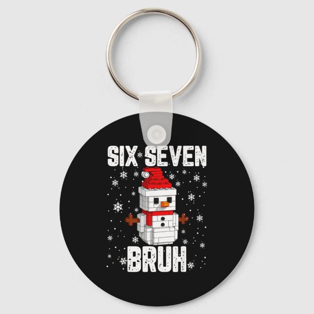 Llavero 67 Six Seven Bruh Snowman Building Blocks Christma (Anverso)