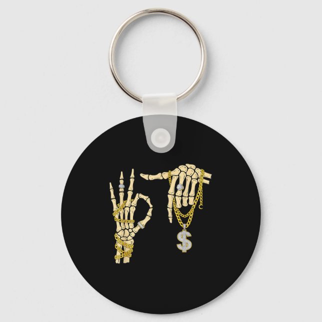 Llavero 67 Six Seven Meme Novelty Skeleton Hand Bling Chai (Anverso)