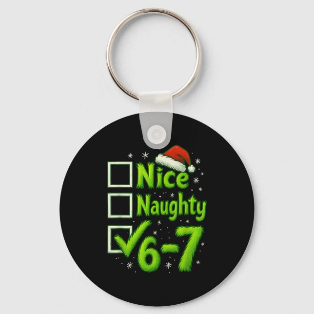 Llavero 6-7 Meme Nice Naughty 67 Christmas Brain Rot Funny (Anverso)