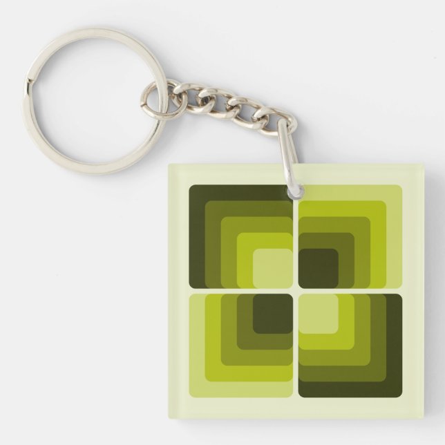 Llavero 70s Rainbow Squares Monochrome Green (Frente)