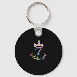 Llavero 7.ª camiseta del chica de cumpleaños de Unicornio
