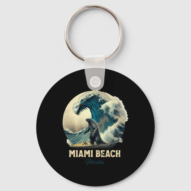 Llavero 7Miami Beach Florida Surfing Tabla de surf  (Anverso)