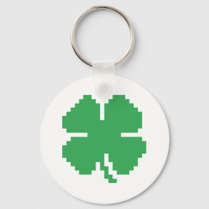 Llavero 8 Bit Pixel Lucky Four Leaf Clover