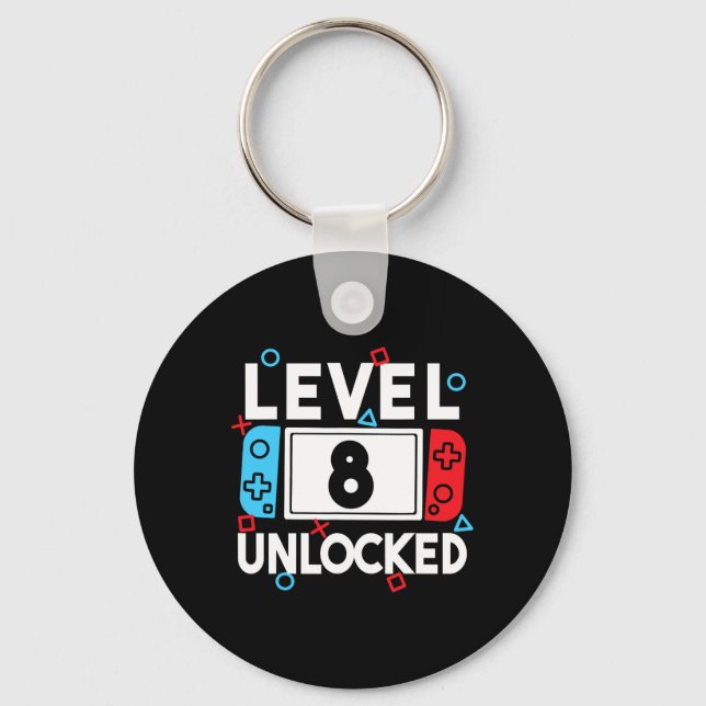 Llavero 8 Jugador desbloqueado 8º cumpleaños Videojuegos N (Anverso)