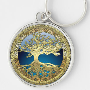 Llavero [90] Árbol celta dorado de vida [3D]