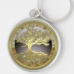 Llavero [90] Árbol celta dorado de vida [3D]