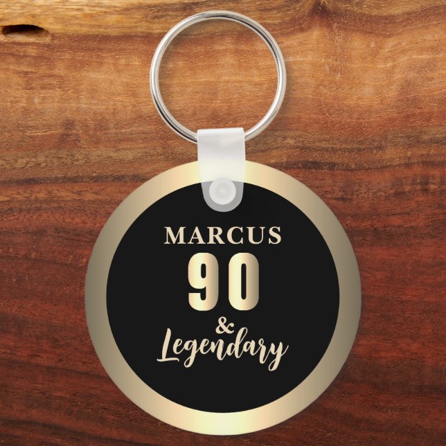 Llavero 90 & Legendario Oro Cumpleaños 90 (Anverso)