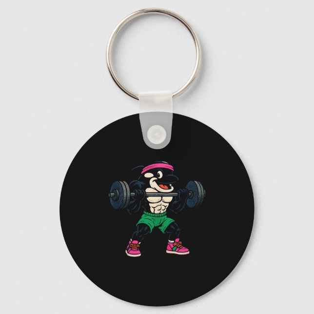 Llavero 90s Style Cartoon Orca Whale Lifting Weights Tank  (Anverso)