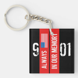 Llavero 911 Memorial Black Red Keychain