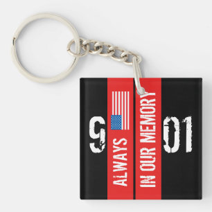 Llavero 911 Memorial Black Red Keychain