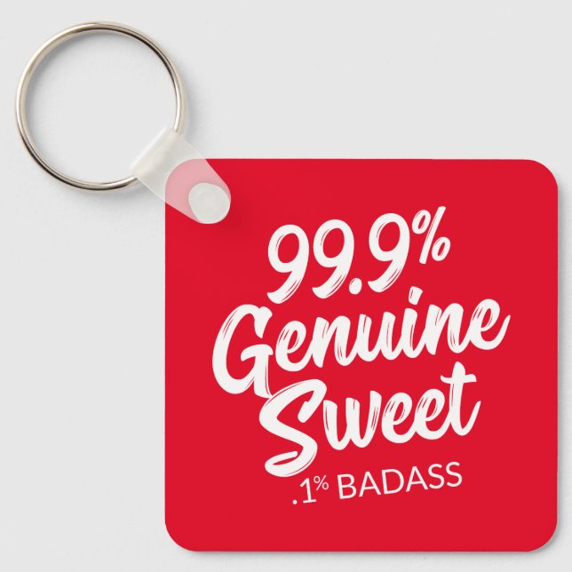 Llavero 99,9% Dulce genuino .1% Keychain Badass (Anverso)