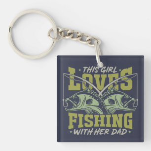 Llavero A chica le encanta pescar con su papá pescando cit