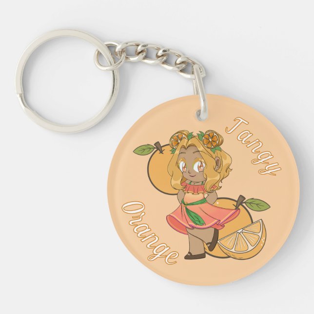 Llavero A Customized Key Chain with Cute Orange Chibi (Frente)