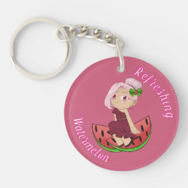 Llavero A Customized Key Chain with Cute Watermelon Chibi