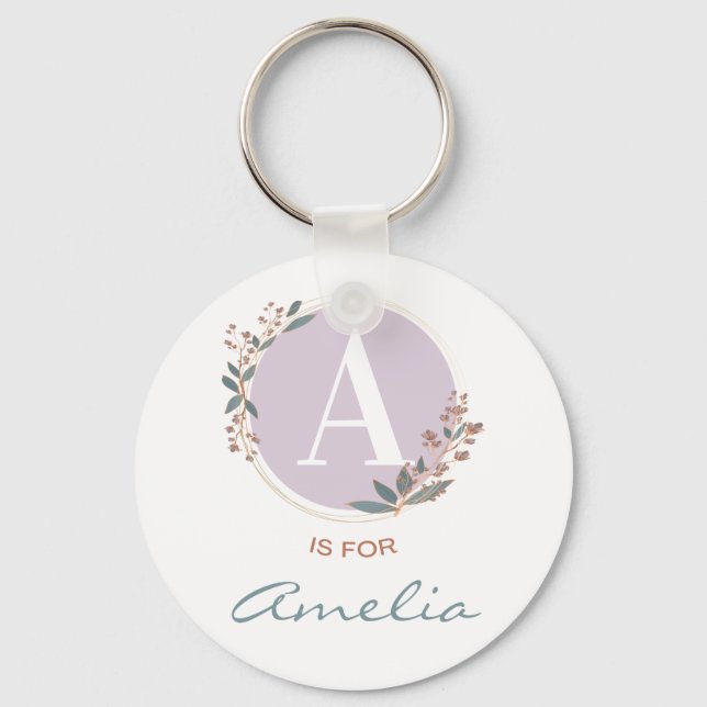 Llavero A es para Amelia (o nombre personalizado) Niña Beb (Anverso)