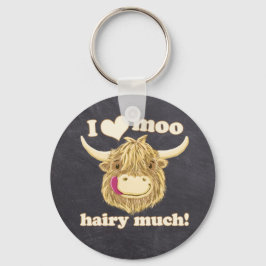 Llavero ¡A Hamish Le Encanta Mucho Moo Hairy! Vaca Highlan