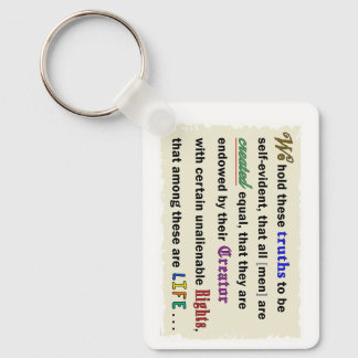 Llavero A keychain with a declaration.