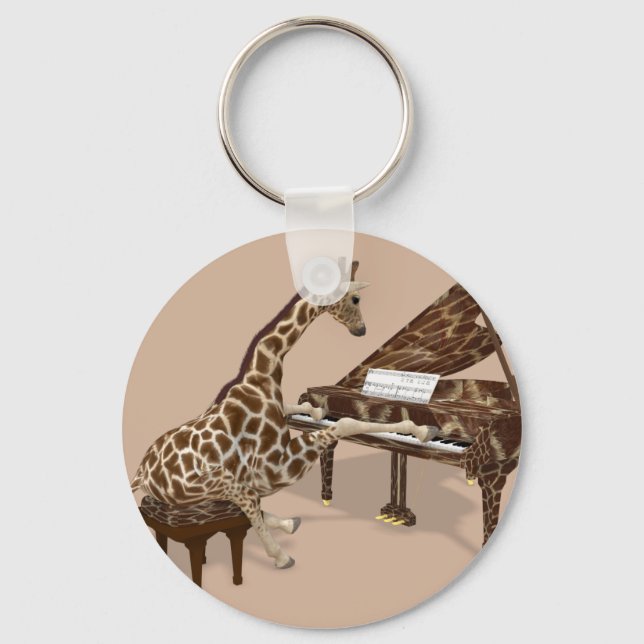 Llavero A La Dulce Giraffe Le Encanta Jugar Piano (Anverso)