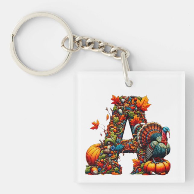 Llavero A letter A in Thanksgiving style (Frente)