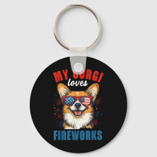 Llavero A Mi Corgi Le Encantan Los Fuegos Artificiales 4 D