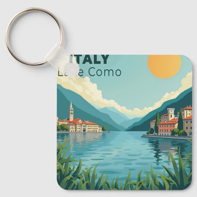 Llavero A Nostalgic Classic Travel Poster – Italy Lake Com (Anverso)