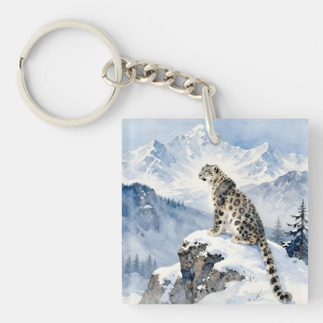 Llavero A Snow Leopard on Snowy Peak (Frente)