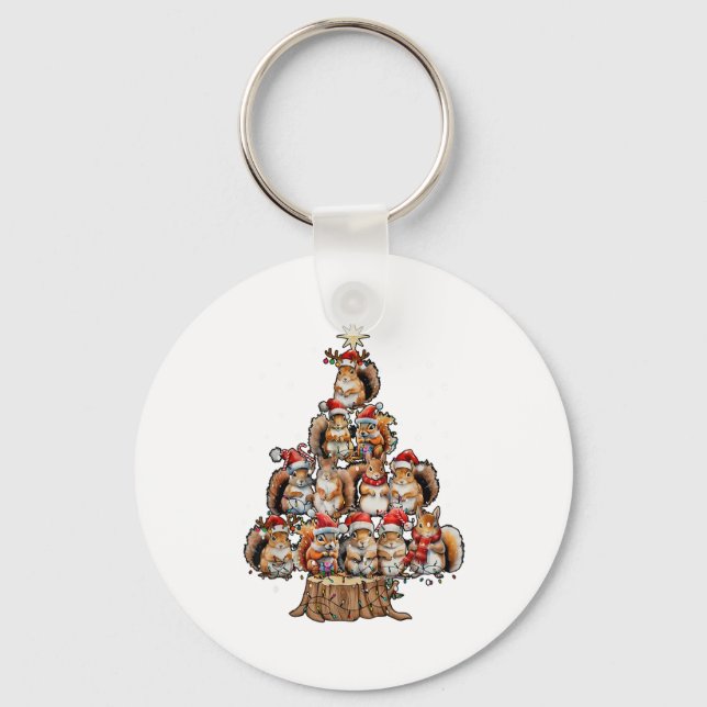 Llavero A Squirrel Christmas Tree Lights Forest Animal Lov (Anverso)