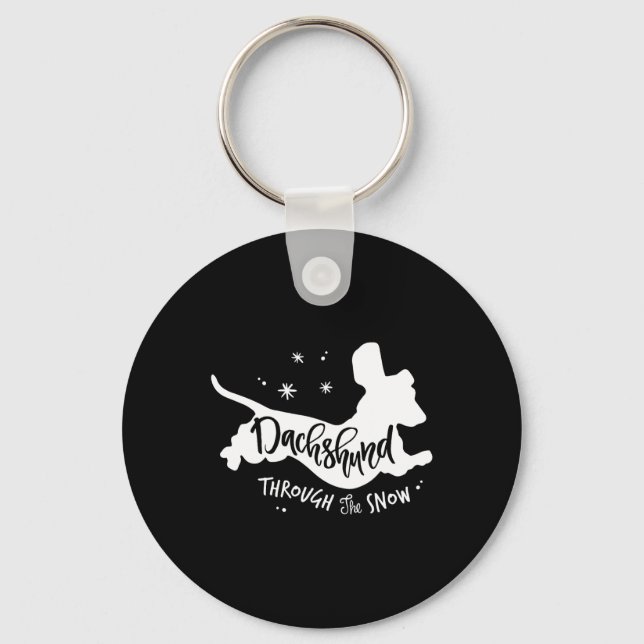 Llavero A Través De La Nieve Navidades De Dachshund Perro  (Anverso)