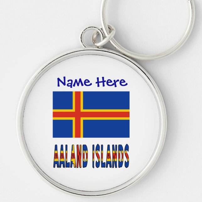 Llavero Aaland Islands Ålander Flag Blue Personalizado (Frente)