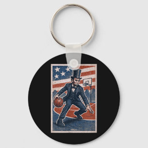 Llavero Abe Lincoln Driblando - Jugador de Baloncesto Amer