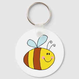 Llavero abeja de dibujos animados volando feliz