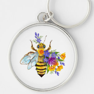 Llavero Abeja de flor con plantas silvestres