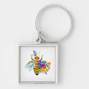 Llavero Abeja de flor con plantas silvestres