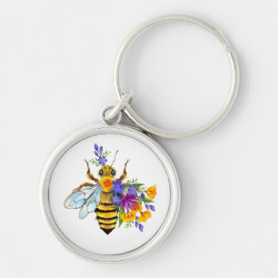 Llavero Abeja de flor con plantas silvestres