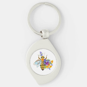 Llavero Abeja de flor con plantas silvestres
