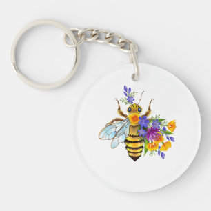 Llavero Abeja de flor con plantas silvestres