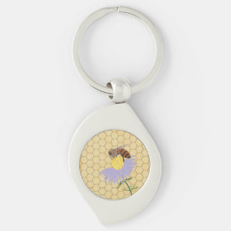 Llavero Abeja de miel en cadenas de fondo de abejas floral