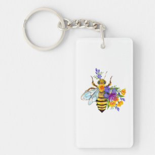 Llavero Abeja flor con plantas silvestres