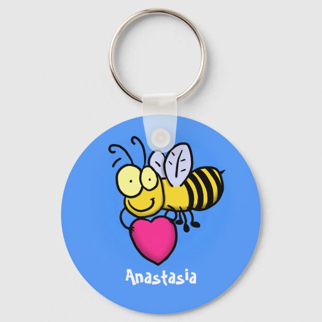 Llavero Abeja graciosa y linda con ilustracion personaliza (Anverso)