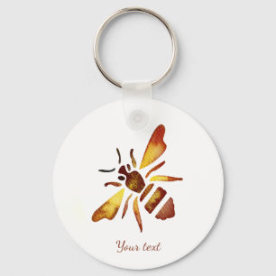 Llavero Abeja rústica personalizada marrón amarillento ant