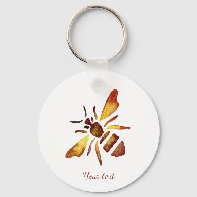 Llavero Abeja rústica personalizada marrón amarillento ant (Anverso)
