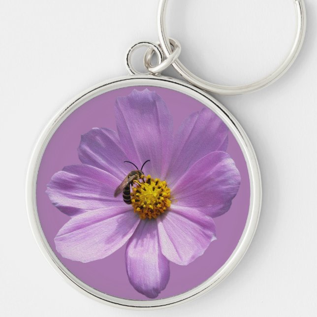 Llavero Abeja sobre la flor morada (Frente)
