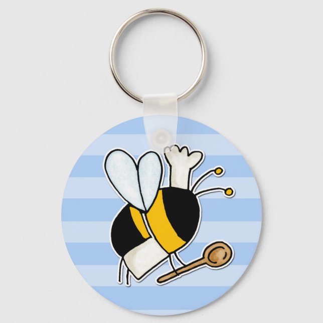 Llavero abeja trabajadora - chef (Anverso)