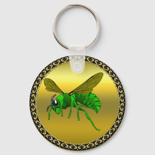Llavero Abeja verde personalizado y lima con Relieve metal