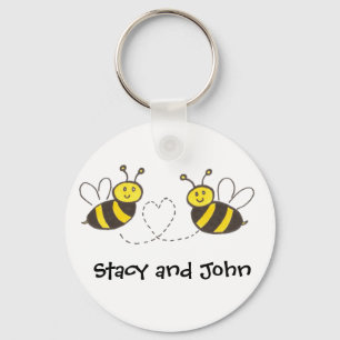Llavero Abejas con corazón con nombre personalizado