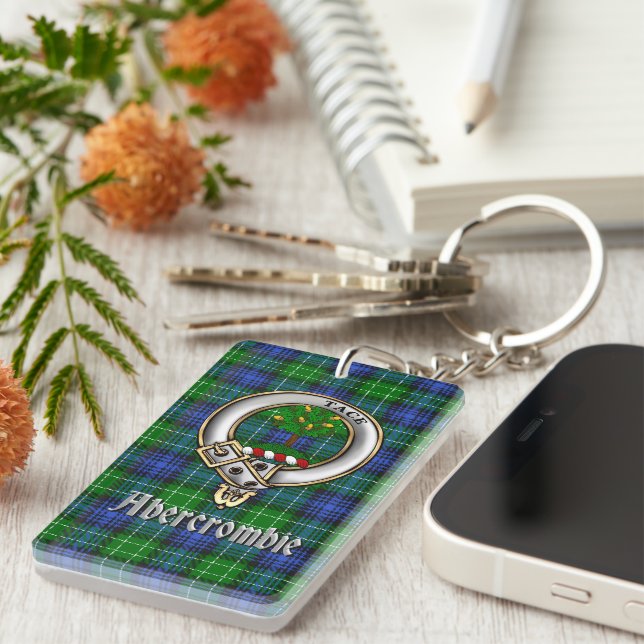 Llavero Abercrombie Clan Badge/Tartan Rectangle (Frente Derecha)